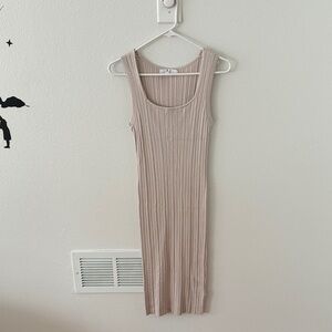 Magaschoni Taupe Ribbed Midi Dress